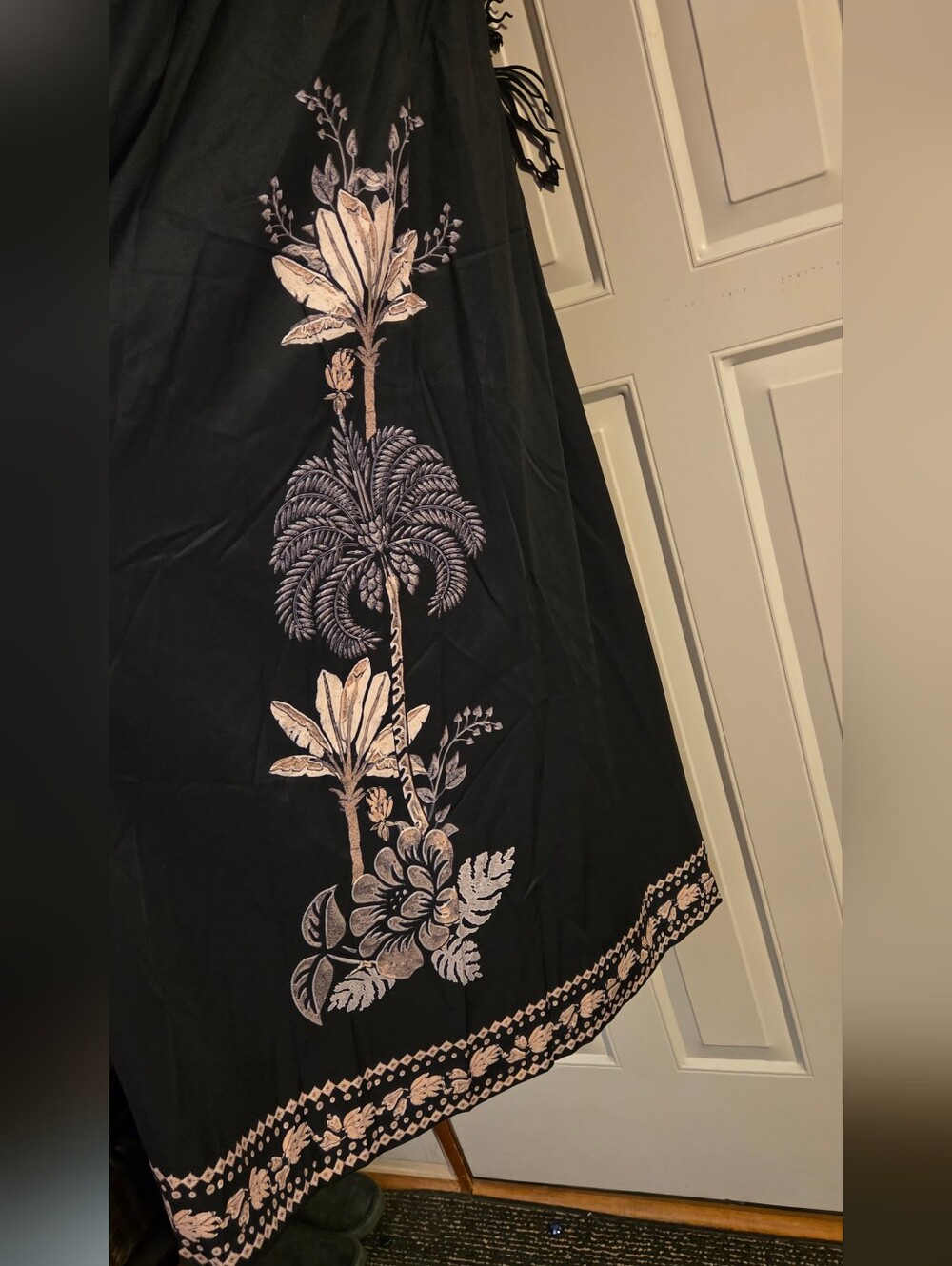 Embroidered Black V-Neck Maxi Dress - Picture 3 of 10